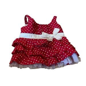 Build A Bear Workshop Red & white Polka Dot Dress with Bow VGC BAB